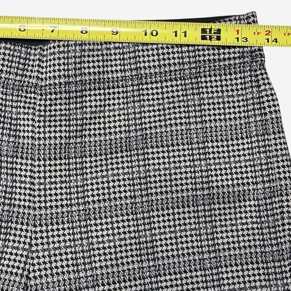 LOFT Ankle Pants XSP Wide Leg Shimmer Plaid Black Gray Pull-On Elastic Waist NEW - Picture 5 of 11